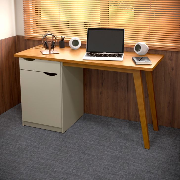 Escrivaninha Prism 1 PT 1 GV Off White e Cinamomo