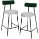 Kit 02 Banquetas Baixa Bar Cozinha E Sala De Jantar Milão L02 Facto Verde Linho Cinza - Lyam Decor