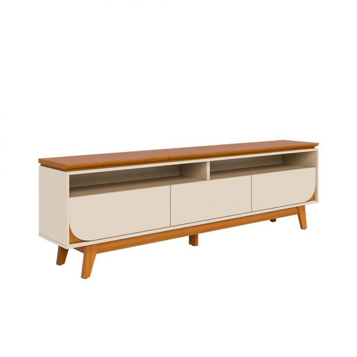 Rack para TV até 75 Polegadas Selene 3 Gavetas Off White e Cinamomo 200 cm