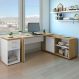 Conjunto de Escrivaninha com Gaveteiro Smart Toq 1 PT 2 GV Branco e Olmo
