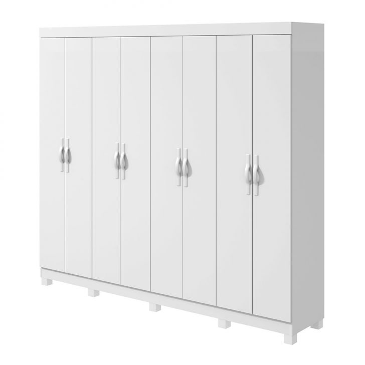 Guarda-roupa Casal Com Pés Serenata 8 Portas 6 Gavetas Branco