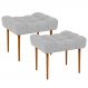 Kit 02 Puffs Decorativo Para Sala De Estar Requinte L02 Linho Cinza - Lyam Decor