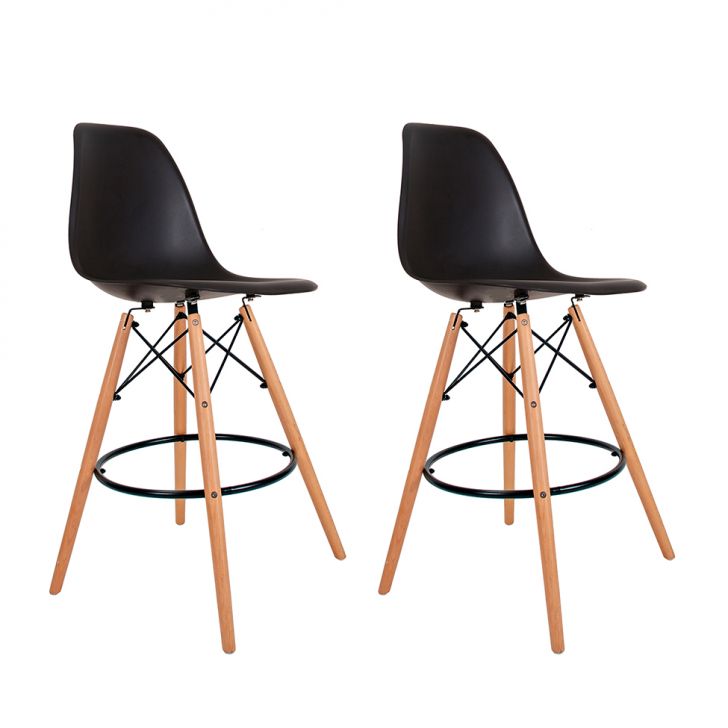 Conjunto com 2 Banquetas Charles Eames Preto