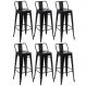 Kit 6 banquetas altas Iron Tolix com encosto 76 cm Preto semibrilho