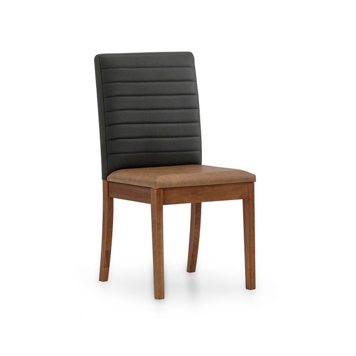 Cadeira Torres Revestimento Sintético Caramelo e Chumbo Esverdeado