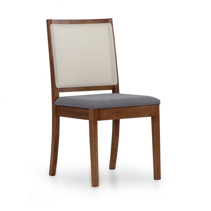 Cadeira Leah Linho Cinza e Avelã