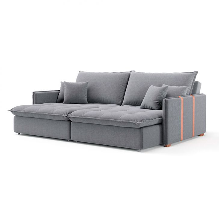 Image of Sofá Retrátil Sem Caixa 3 Lugares Solomons Linho Cinza 230 Cm PLA-MO173UP64ZSPMOB