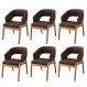 Kit 06 Cadeiras de Jantar e Estar Living Estofada Lince L02 Couríssimo Marrom - Lyam Decor