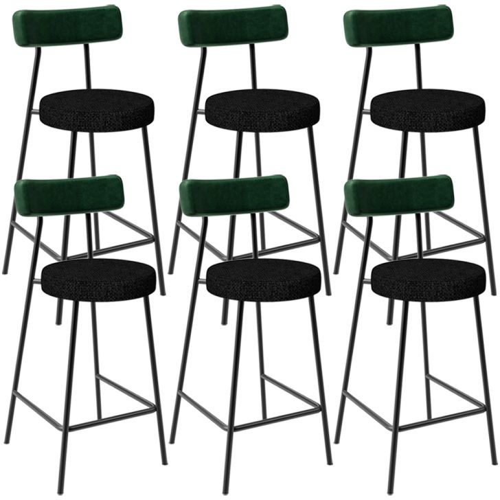 Kit 06 Banquetas Baixa Bar Cozinha E Sala De Jantar Milão L02 Facto Verde Linho Chumbo - Lyam Decor