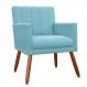 Poltrona Decorativa Cecilia Pés Palito Suede Azul Turquesa - DS Estofados