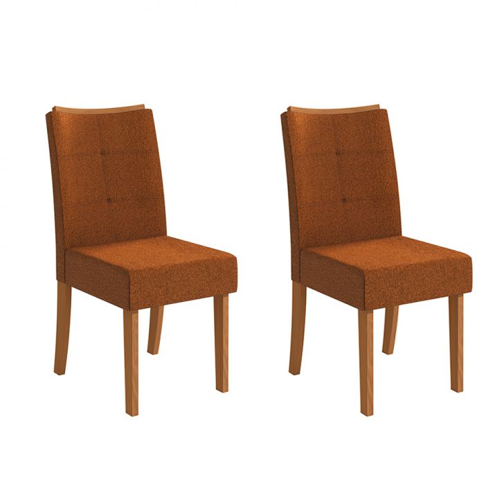 Conjunto com 2 Cadeiras Elva Bouclé Terracota e Canela