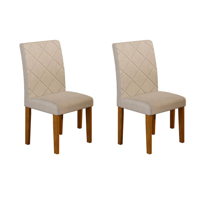 Conjunto com 2 Cadeiras de Jantar Ane Veludo Imbuia