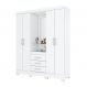 Guarda-Roupa Casal com Espelho Nápole Flex 4 PT 3 GV Branco e Rosa Chá