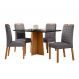 Conjunto de Mesa Retangular com Tampo de Vidro Preto Anitta e 4 Cadeiras Mariana Poliéster Cinza e Ypê