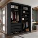 Guarda-Roupa Closet Monreale 100 % MDF 3 Gavetas Preto 160 cm