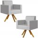 Kit 02 Poltronas Decorativa Base Giratória de Madeira Helô L02 Facto Cinza Metalizado - Lyam Decor