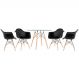 Mesa redonda Eames com tampo de vidro 100 cm + 4 cadeiras Eiffel DAW Preto