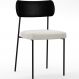 Cadeira Decorativa Estofada Para Sala De Jantar Melina L02 Couríssimo Preto Bouclê Creme - Lyam Decor