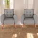 Conjunto de Poltronas Decorativas Lily Linho Cinza