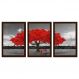 Quadro Outono Vermelho Moldura Tabaco 3 Peças