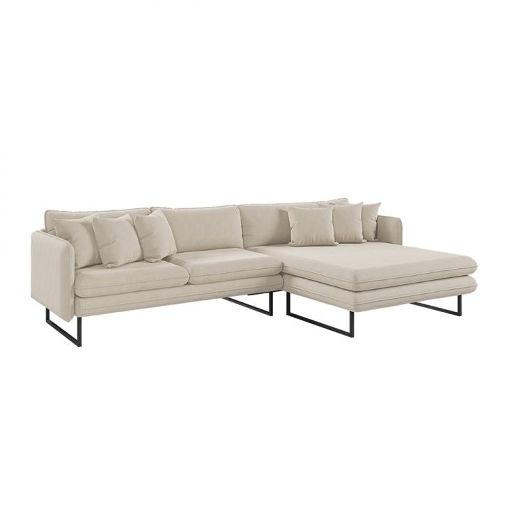 Sofá 5 Lugares Ricco Com Chaise Direita Linho Cru