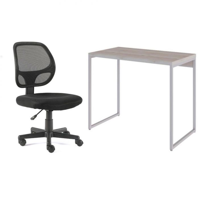 Conjunto de Mesa Studio Snow e Branca com Cadeira de Escritório Secretária Giratória Oxford Preta