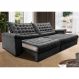 Sofá Retrátil e Reclinável 2,15m Molas Ensacadas Cama inBox Big Space com Bordado 3D Velusoft Cinza