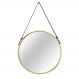 Espelho Adnet Dourado com Alça de Couro Marrom 75,5x45,5 cm - D'Rossi