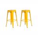 Kit 2 Banquetas Tolix Iron Design Industrial Amarela 76 cm Aço Cozinha Bar Bistrô Bancada