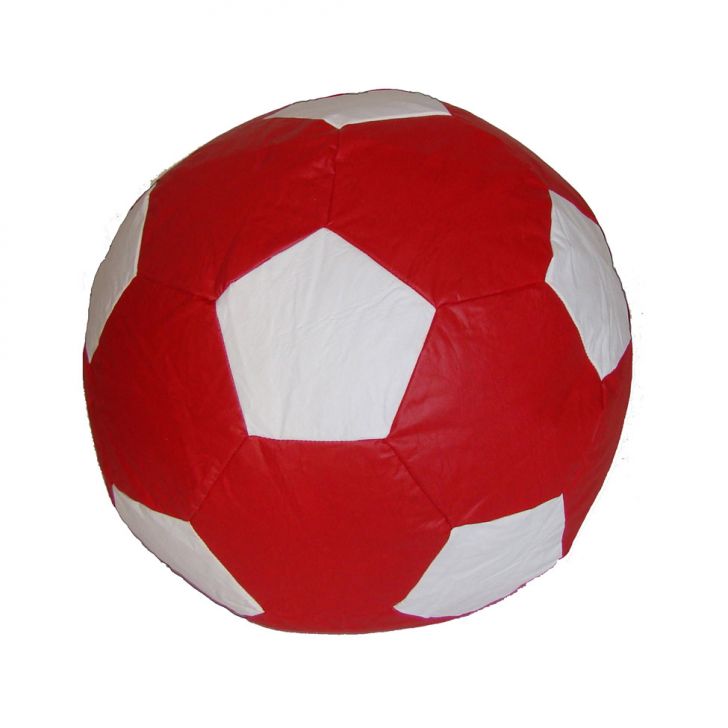 Puff Big Ball Futebol Corino Vermelho E Branco