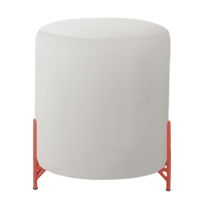 Puff Decorativo Thor Ferro Base Bronze Veludo Bege - Montanaris Decor
