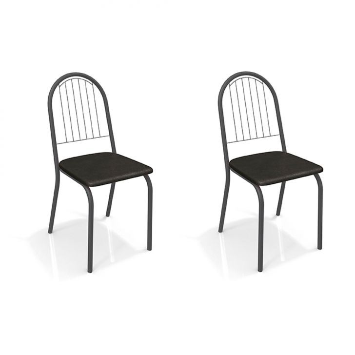 Conjunto com 2 Cadeiras de Cozinha Noruega Preto