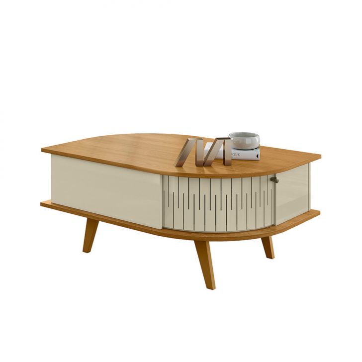 Mesa de Centro Retangular Indianapolis 2 Portas Cumaru e Opala