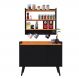 Kit Casa Completa Aparador Buffet 3 Portas Pés Palito Wood New Armário Suspenso Prateleiras Ganchos Organizadores Amélia - Preto/Cinamomo - RPM Móveis