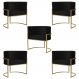 Kit 5 Poltronas Decorativa Sala de Estar Luana Base Gold Suede Preto - Montanaris Decor