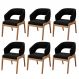 Kit 06 Cadeiras de Jantar e Estar Living Estofada Lince L02 Bouclê Preto - Lyam Decor