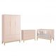 Dormitório Completo Infantil Classic 3 Portas, Cômoda 6 Gavetas e Berço Rosa Fosco com Pés Madeira Natural - Reller Móveis