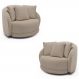 Kit 2 Poltronas Decorativas Base Giratória Galáxia com Almofadas Linho Off White G45 - Gran Belo