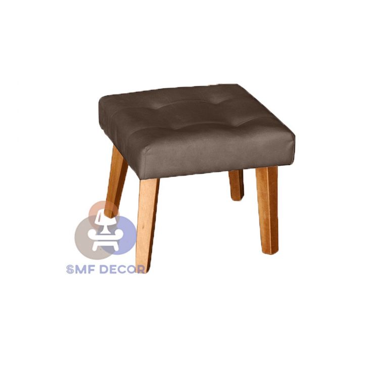 Puff Banqueta Decorativa Glamour Dubai Com Pés Quadrado Marrom