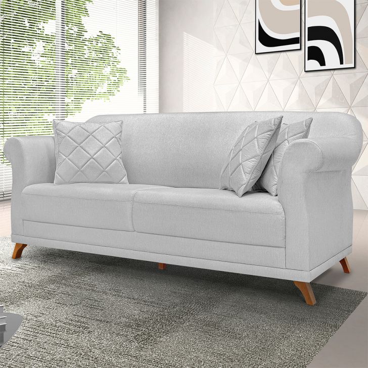 Image of Sofá 3 Lugares Abruzzo Linho Rústico Grigio 220 Cm PLA-SP989UP54UEJMOB