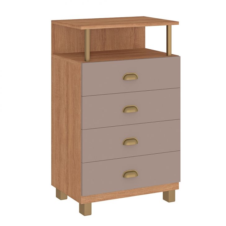 Cômoda Oasis 4 Gavetas Mel e Fendi