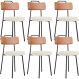 Kit 06 Cadeiras Decorativas Estofada Sala De Jantar Barcelona L02 Couríssimo Camel Linho Cru - Lyam