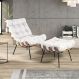 Poltrona Decorativa Sala de Estar Costela Couro Branco G34 - Gran Belo