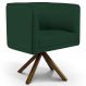 Poltrona Decorativa Base Giratória de Madeira Betina D02 Linho Verde Musgo C-117 - Lyam Decor