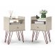 Conjunto com 2 Mesas de Cabeceira Bill 2 Gavetas Off White