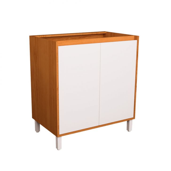 Balcão De Cozinha Denver Sem Tampo 2 Portas Freijó E Branco 80 Cm