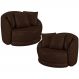 Kit 02 Poltronas Decorativa Para Sala de Estar Base Giratória Witta M03 Corano Marrom - Lyam Decor