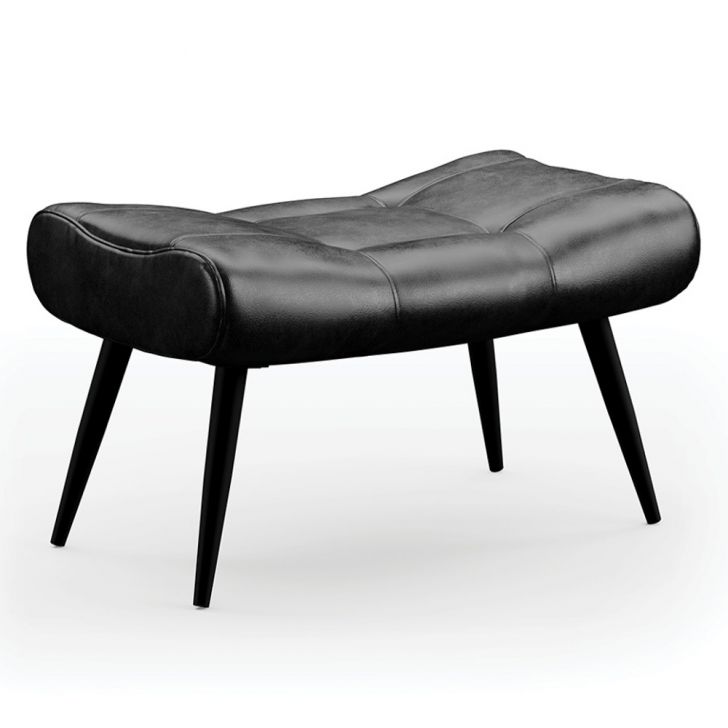 Puff Decorativo Para Sala de Estar Pés Palito Lord Sintético Preto - Ibiza