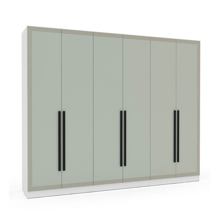 Image of Guarda-roupa Casal Valência 6 Portas 4 Gavetas Branco E Verde PLA-MO895CL54OONMOB