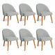 Kit 06 Cadeiras Poltrona de Jantar Luna Suede Cinza Pés Palito Castanho - Pallazio